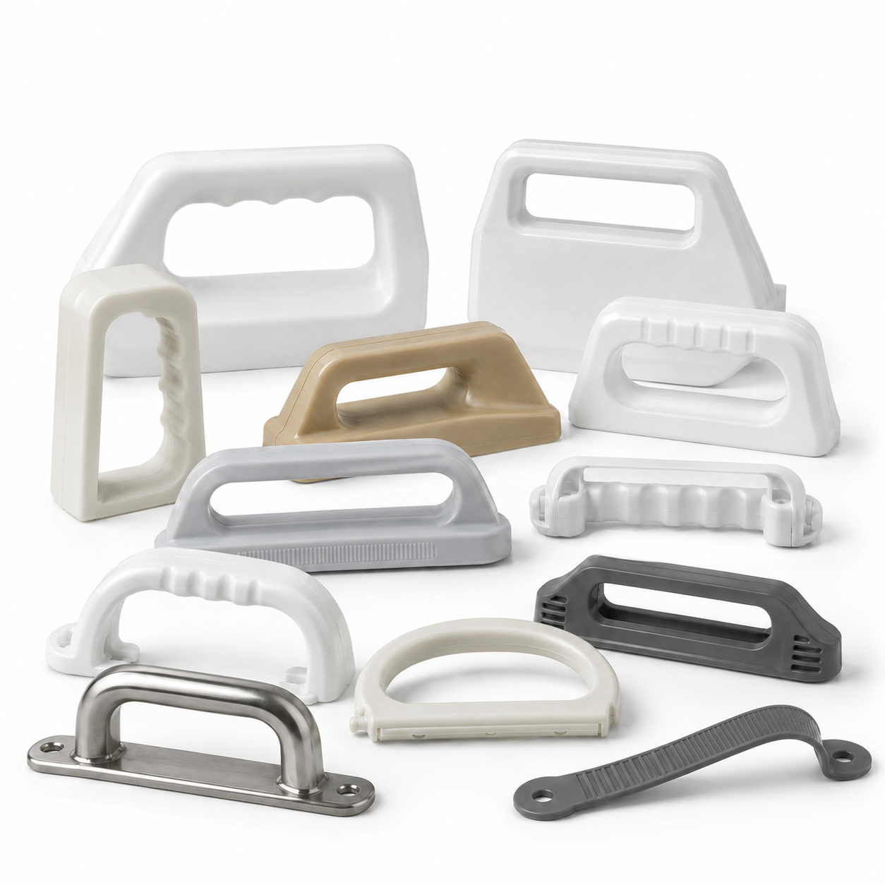 Plastic and steel handles for jars and containers