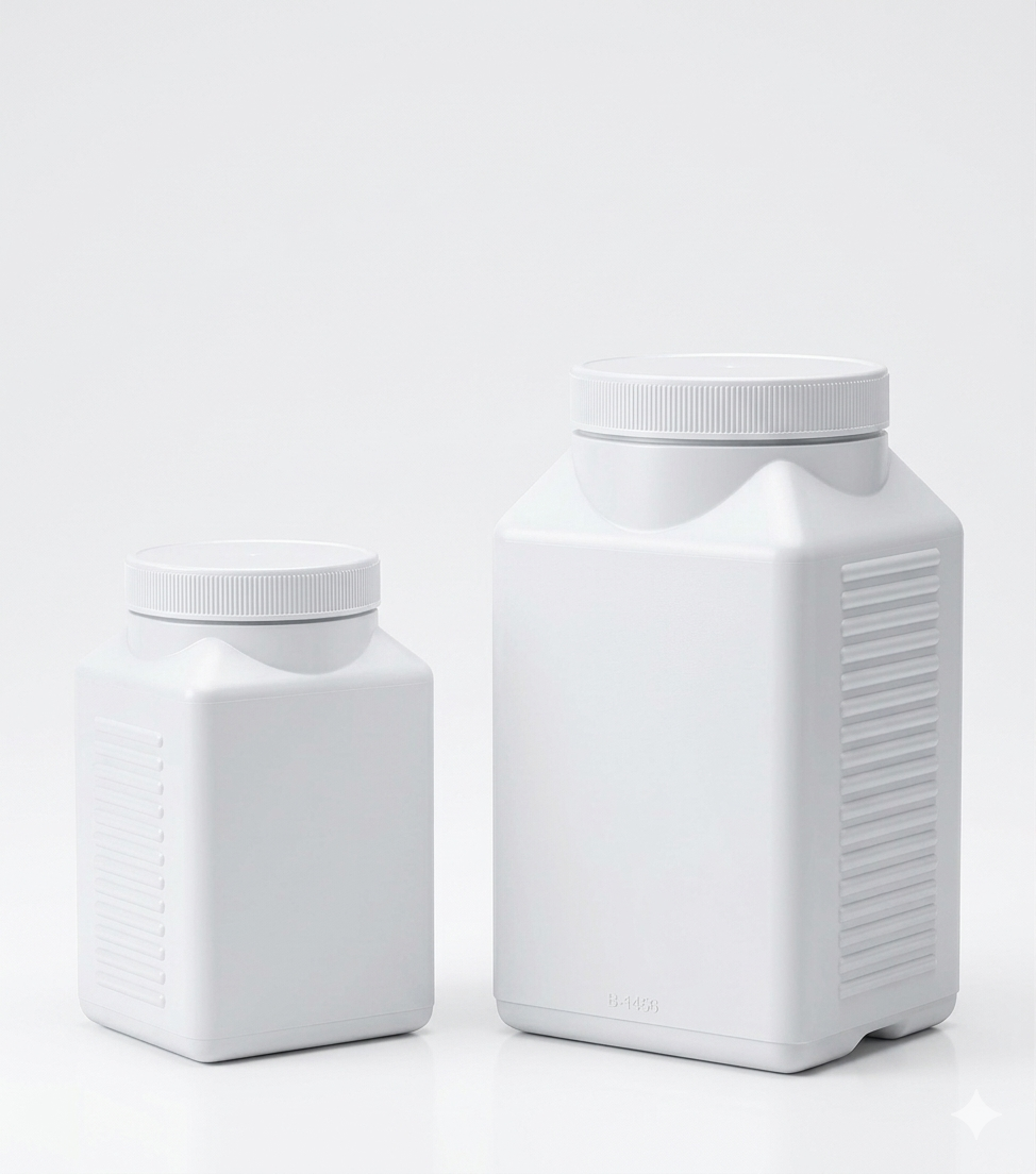 HDPE Square Ribbed Bottle for bulk agricultural chemical packaging by JADE Polymers